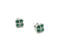 Silver Green & Clear CZ Clover Earrings 10mm