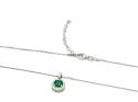 Silver Green & Clear CZ Halo Pendant & Chain