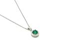 Silver Green & Clear CZ Halo Pendant & Chain