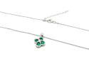 Silver Green & Clear CZ Clover Pendant & Chain