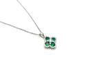 Silver Green & Clear CZ Clover Pendant & Chain