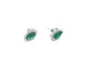 Silver Green & Clear CZ Marquise Earrings 11mm