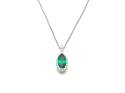 Silver Green & Clear CZ Marquise Pendant & Chain