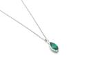 Silver Green & Clear CZ Marquise Pendant & Chain