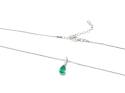 Silver Green & Clear CZ Tear Drop Pendant & Chain