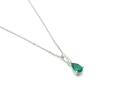 Silver Green & Clear CZ Tear Drop Pendant & Chain