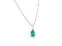 Silver Green & Clear CZ Tear Drop Pendant & Chain