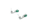 Silver Green & Clear CZ Pear Shaped Drop Earrings