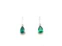 Silver Green & Clear CZ Pear Shaped Drop Earrings