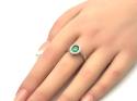 Silver Green & Clear CZ Oval Halo Ring Size N