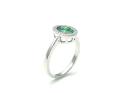 Silver Green & Clear CZ Oval Halo Ring Size N