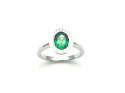 Silver Green & Clear CZ Oval Halo Ring Size N