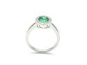 Silver Green & Clear CZ Oval Halo Ring Size N