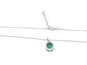 Silver Green & Clear CZ Oval Halo Pendant & Chain