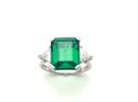 Silver Green & Clear CZ 3 Stone Ring