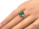 Silver Green & Clear CZ 3 Stone Ring