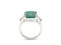 Silver Green & Clear CZ 3 Stone Ring