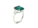 Silver Green & Clear CZ 3 Stone Ring