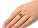 Silver Green & Clear CZ Clover Cluster Ring