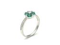 Silver Green & Clear CZ Clover Cluster Ring