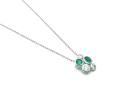 Silver Green CZ Bubble Cluster Pendant & Chain