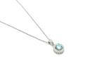 Silver Light Blue CZ Halo Cluster Pendant & Chain