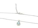 Silver Light Blue CZ Halo Cluster Pendant & Chain