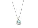 Silver Light Blue CZ Halo Cluster Pendant & Chain