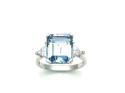 Silver Light Blue & Clear CZ 3 Stone Ring