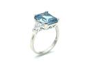 Silver Light Blue & Clear CZ 3 Stone Ring