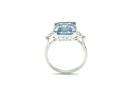 Silver Light Blue & Clear CZ 3 Stone Ring