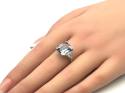 Silver Light Blue & Clear CZ 3 Stone Ring