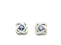 Silver Purple & Clear CZ Twisted Stud Earrings