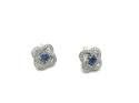 Silver Purple & Clear CZ Twisted Stud Earrings