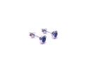 Silver Blue CZ Rubover Dolitaire Stud Earrings