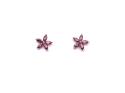 Silver Red CZ Starburst Flower Stud Earrings