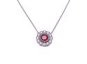 Silver Red CZ Cluster Pendant & Chain