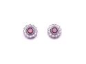 Silver Red CZ Cluster Stud Earrings