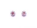 Silver Red & Clear CZ Cluster Stud Earrings