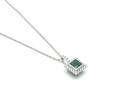 Silver Bezel Set Green & Clear CZ Pendant & Chain