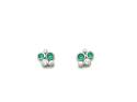 Silver Green CZ Bubble Cluster Stud Earrings