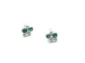 Silver Green CZ Bubble Cluster Stud Earrings