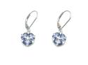 Silver Purple CZ Lily Flower Drop Earrings