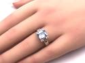 Silver Light Blue & Clear CZ Ring