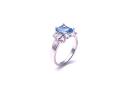 Silver Light Blue & Clear CZ Ring