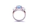 Silver Light Blue & Clear CZ 3 Stone Ring