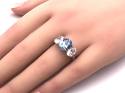 Silver Light Blue & Clear CZ 3 Stone Ring