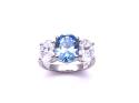 Silver Light Blue & Clear CZ 3 Stone Ring