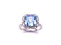 Silver Light Blue & Clear CZ Cluster Ring