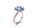 Silver Light Blue & Clear CZ Cluster Ring